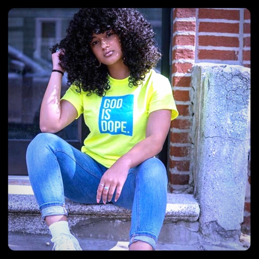 NEW NEVER WORN God is Dope Neon Yellow T-shirt